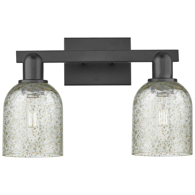 Image 1 Arcadia Caledonia 16"W 2 Light Matte Black Bath Light With Mica Shade