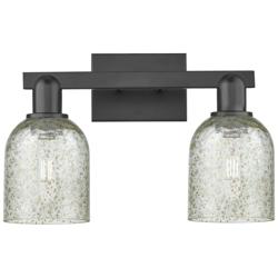 Arcadia Caledonia 16"W 2 Light Matte Black Bath Light With Mica Shade
