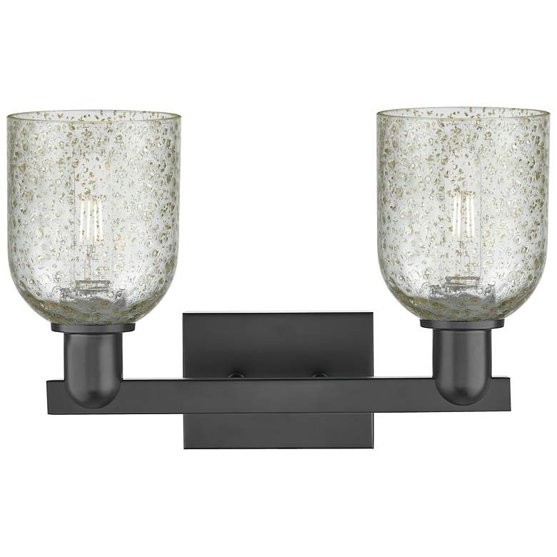 Image 2 Arcadia Caledonia 16"W 2 Light Matte Black Bath Light With Mica Shade more views