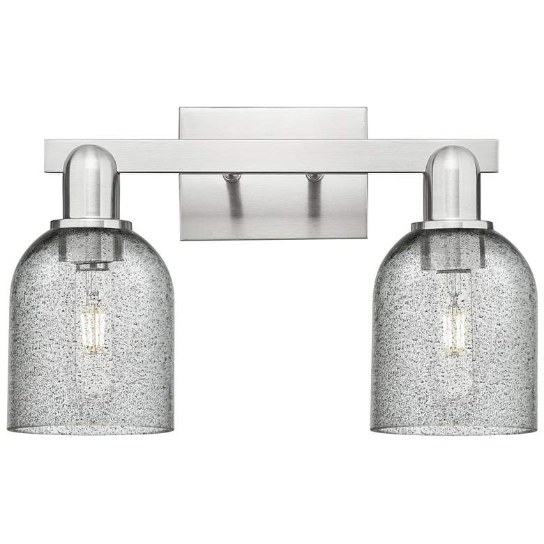 Image 1 Arcadia Caledonia 16"W 2 Light Nickel Bath Light w/ Charcoal Shade