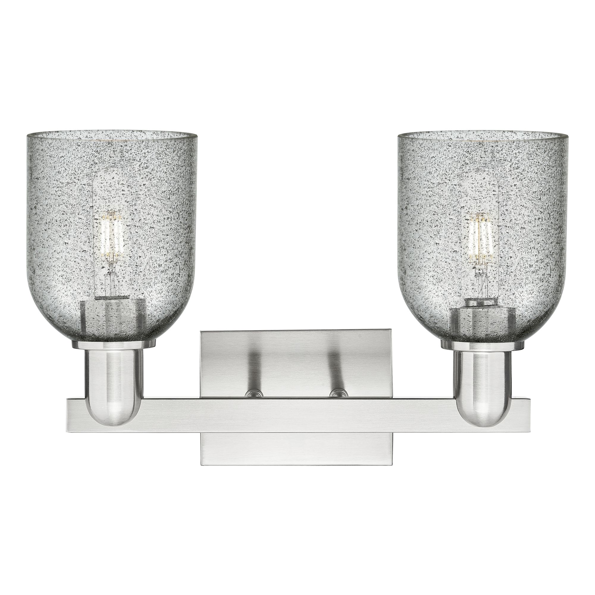 Image 2 Arcadia Caledonia 16"W 2 Light Nickel Bath Light w/ Charcoal Shade more views