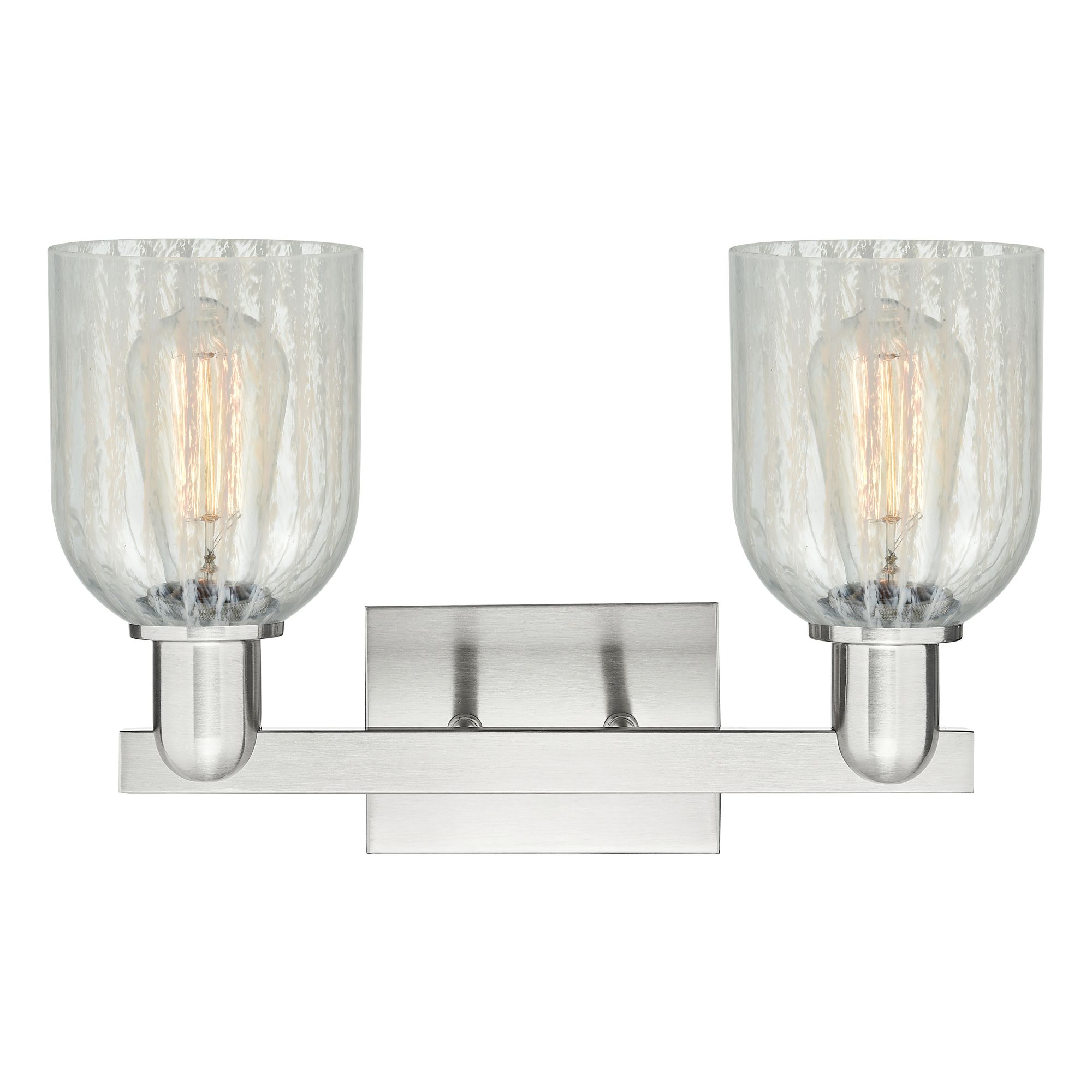 Image 2 Arcadia Caledonia 16"W 2 Light Nickel Bath Light w/ Mouchette Shade more views