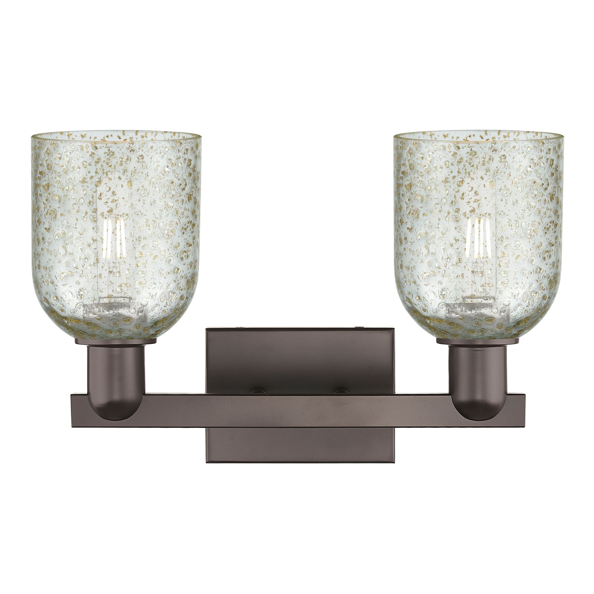 Image 2 Arcadia Caledonia 16"W 2 Light Oiled Bronze Vanity Light w/ Mica Shade more views