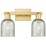 1_Arcadia Caledonia 16"W 2 Light Satin Gold Vanity Light With Mica Shade