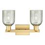 2_Arcadia Caledonia 16"W 2 Light Satin Gold Vanity Light With Mica Shade more views