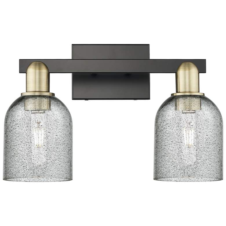 Image 1 Arcadia Caledonia 16"W 2-Lt Black Brass Bath Light w/ Charcoal Shade
