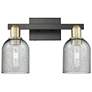 1_Arcadia Caledonia 16"W 2-Lt Black Brass Bath Light w/ Charcoal Shade