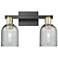 Arcadia Caledonia 16"W 2-Lt Black Brass Bath Light w/ Charcoal Shade