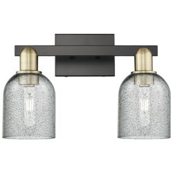 Arcadia Caledonia 16"W 2-Lt Black Brass Bath Light w/ Charcoal Shade