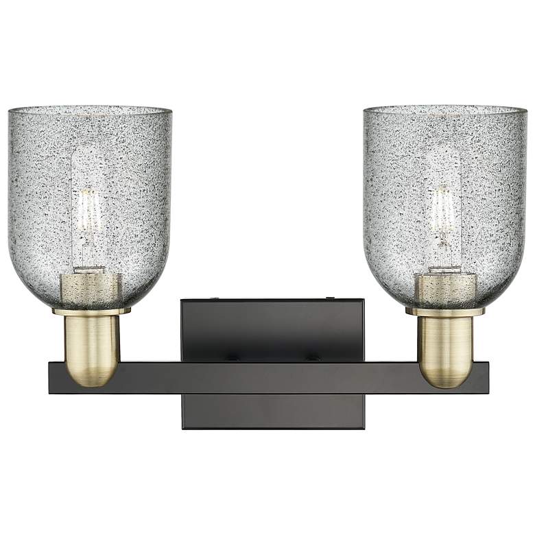 Image 2 Arcadia Caledonia 16"W 2-Lt Black Brass Bath Light w/ Charcoal Shade more views