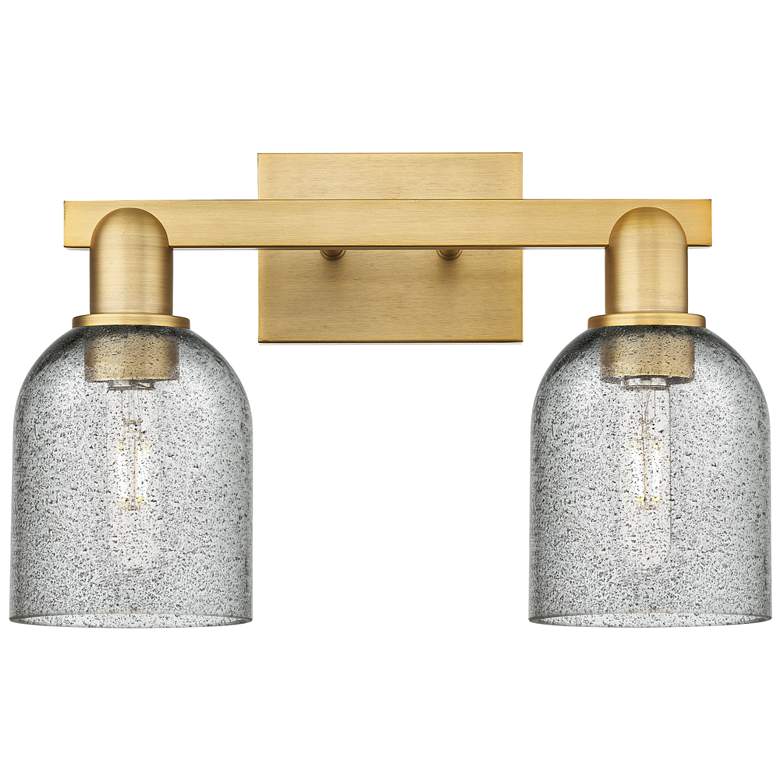 Image 1 Arcadia Caledonia 16"W 2-Lt Brushed Brass Bath Light w/ Charcoal Shade