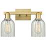 Arcadia Caledonia 16"W 2-Lt Brushed Brass Vanity w/ Mouchette Shade