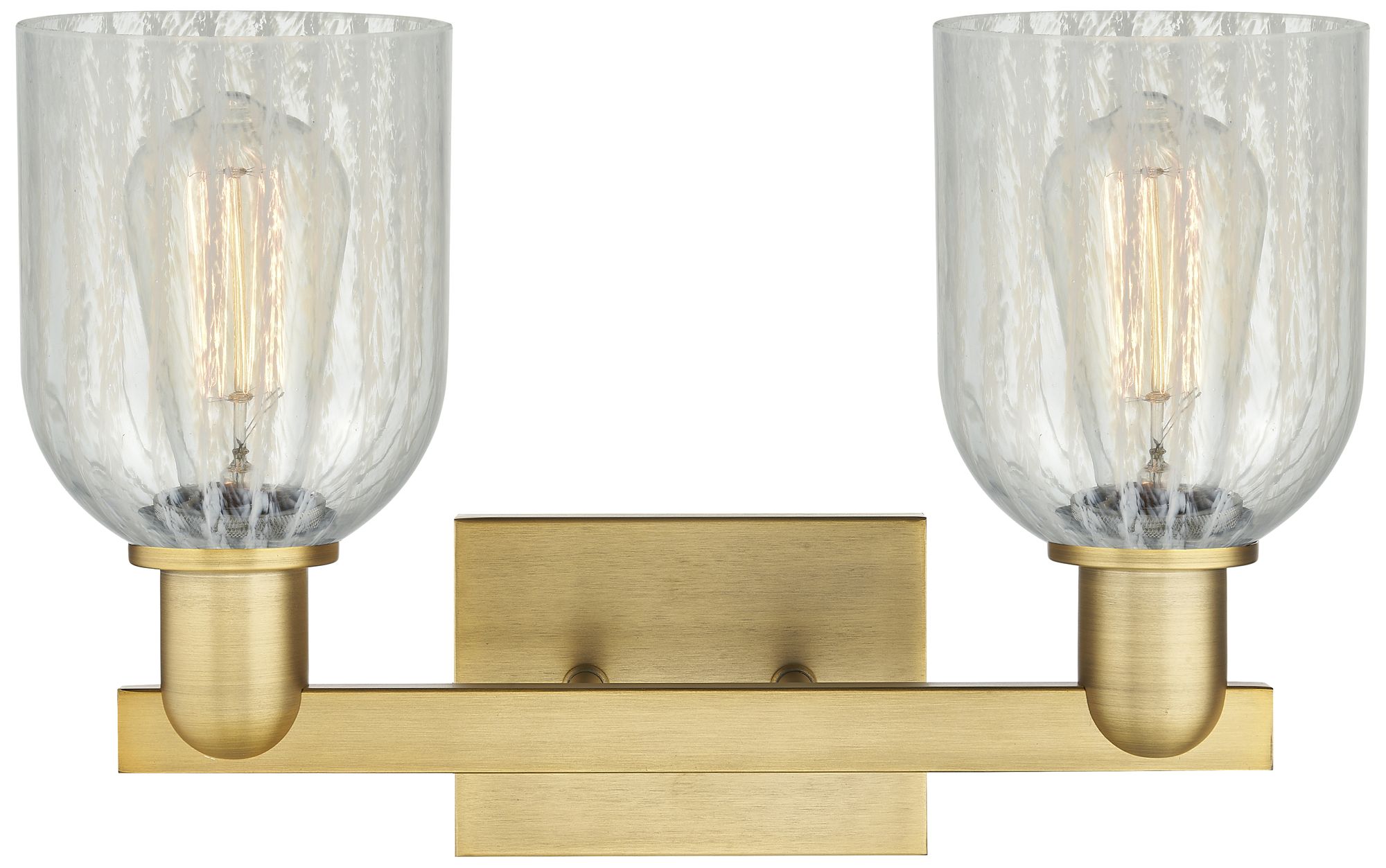 Image 2 Arcadia Caledonia 16"W 2-Lt Brushed Brass Vanity w/ Mouchette Shade more views