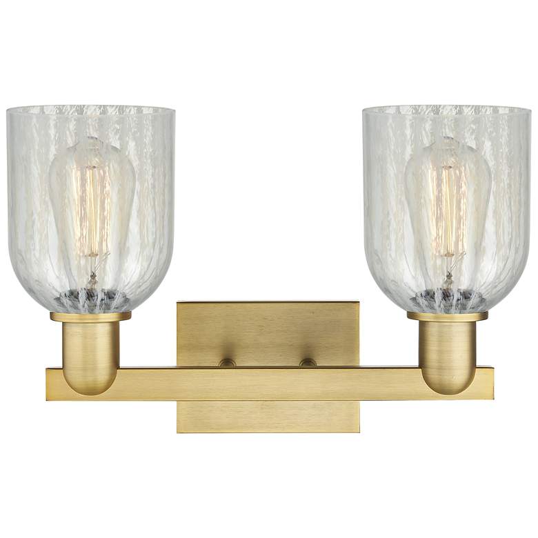 Image 2 Arcadia Caledonia 16"W 2-Lt Brushed Brass Vanity w/ Mouchette Shade more views