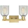 Arcadia Caledonia 16"W 2-Lt Brushed Brass Vanity w/ Mouchette Shade