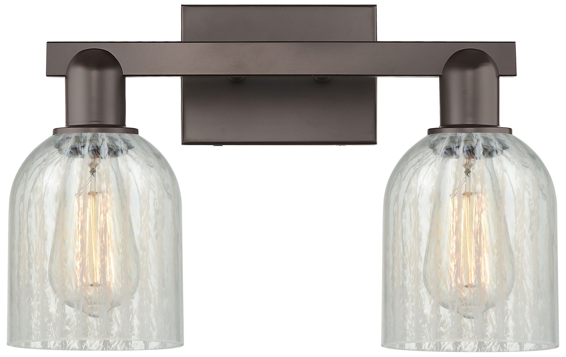 Arcadia Caledonia 16"W 2-Lt Oiled Bronze Bath Light w/ Mouchette Shade