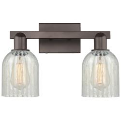 Arcadia Caledonia 16"W 2-Lt Oiled Bronze Bath Light w/ Mouchette Shade