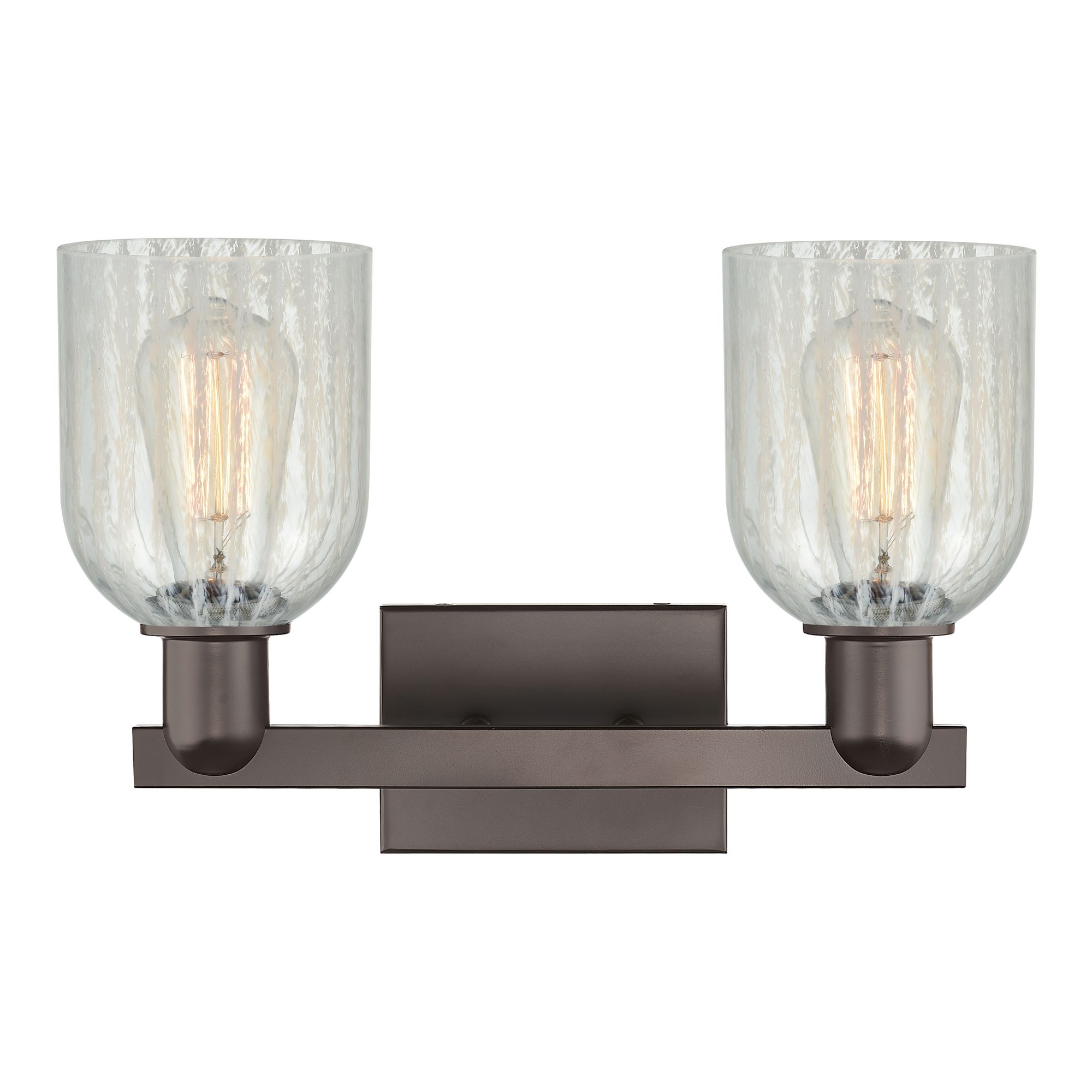 Image 2 Arcadia Caledonia 16"W 2-Lt Oiled Bronze Bath Light w/ Mouchette Shade more views