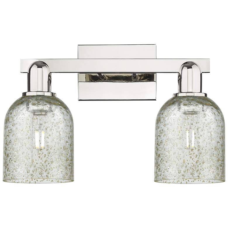 Image 1 Arcadia Caledonia 16"W 2-Lt Polished Nickel Bath Light w/ Mica Shade