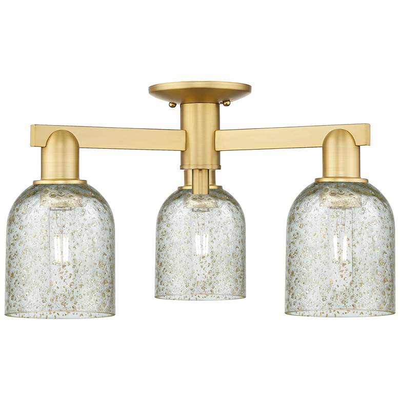 Image 1 Arcadia Caledonia 23"W 3 Light Gold Semi.Flush Mount w/ Mica Shade