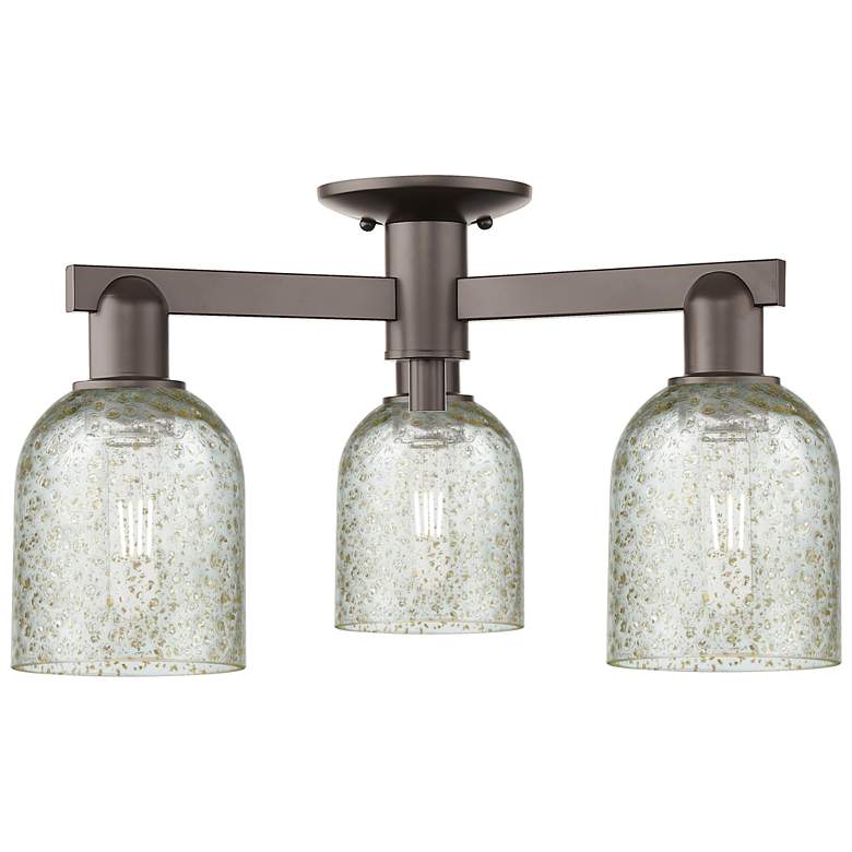 Image 1 Arcadia Caledonia 23"W 3 Light Oiled Bronze Semi-Flush w/ Mica Shade