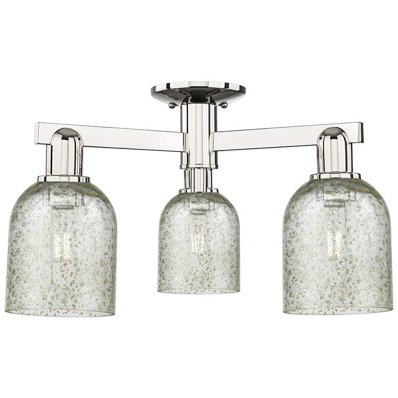 Image 1 Arcadia Caledonia 23"W 3-Lt Polished Nickel Semi-Flush w/ Mica Shade