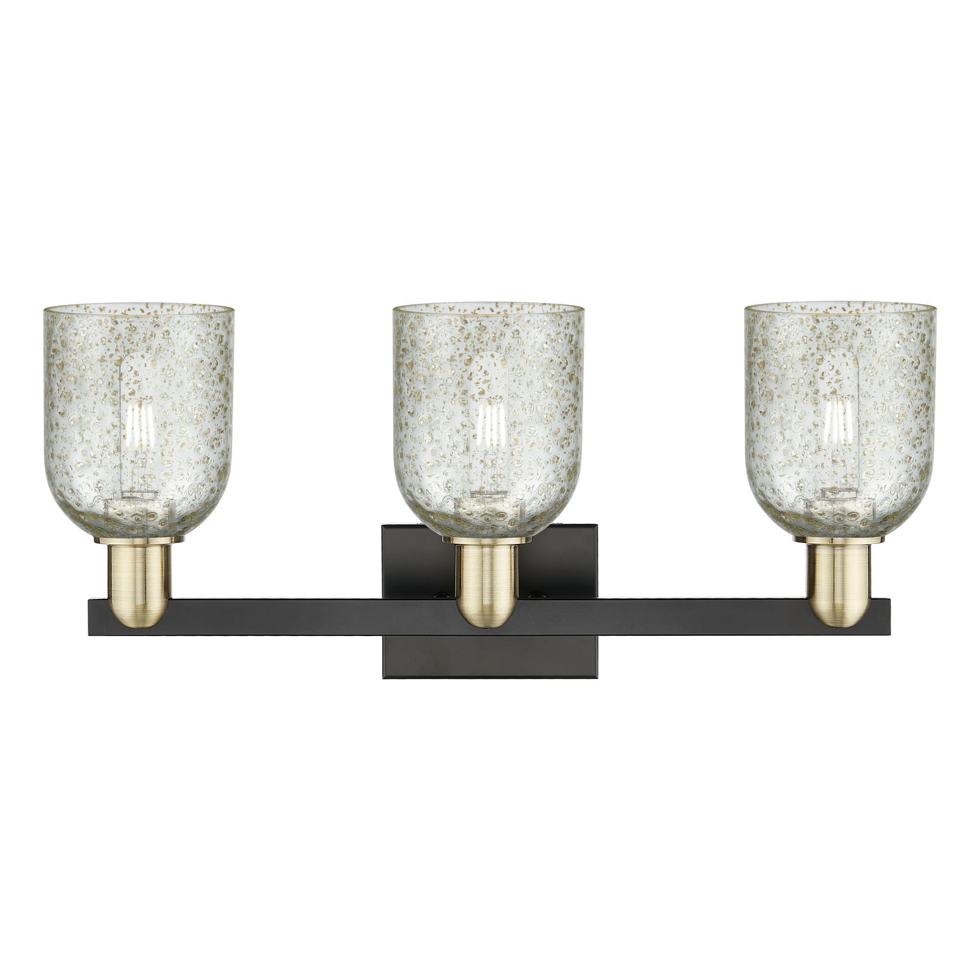 Image 2 Arcadia Caledonia 24"W 3 Light Black Brass Vanity Light w/ Mica Shade more views