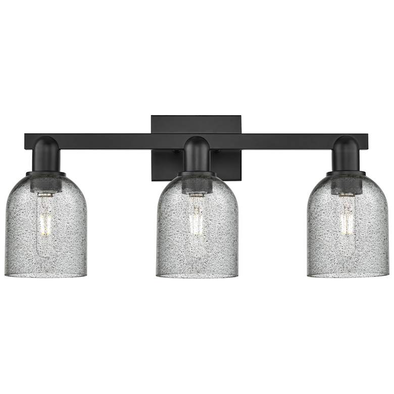 Image 1 Arcadia Caledonia 24"W 3 Light Black Vanity Light w/ Charcoal Shade