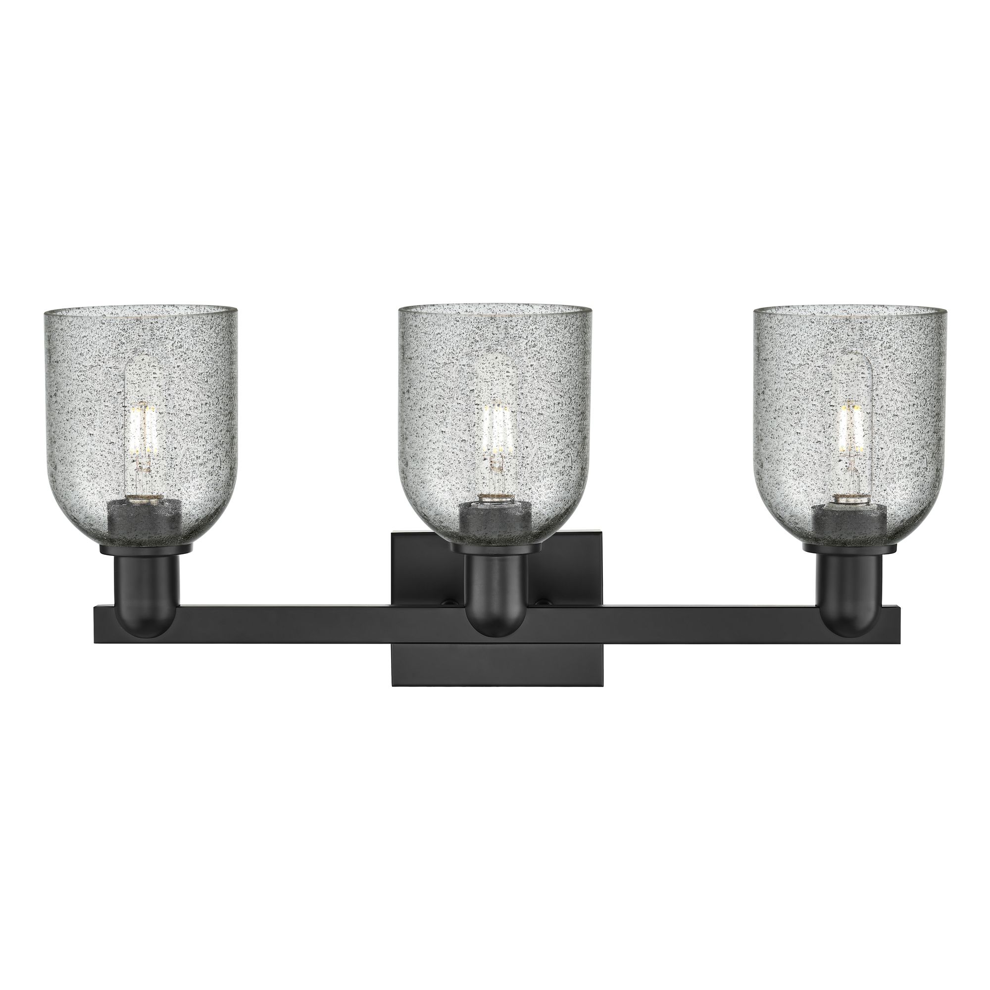 Image 2 Arcadia Caledonia 24"W 3 Light Black Vanity Light w/ Charcoal Shade more views