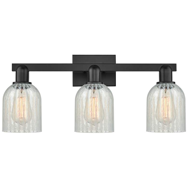 Image 1 Arcadia Caledonia 24"W 3 Light Black Vanity Light w/ Mouchette Shade