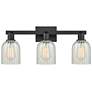 1_Arcadia Caledonia 24"W 3 Light Black Vanity Light w/ Mouchette Shade