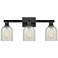 Arcadia Caledonia 24"W 3 Light Black Vanity Light w/ Mouchette Shade