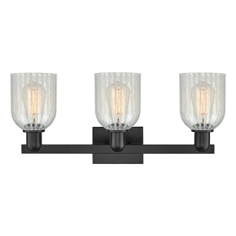 Image 2 Arcadia Caledonia 24"W 3 Light Black Vanity Light w/ Mouchette Shade more views