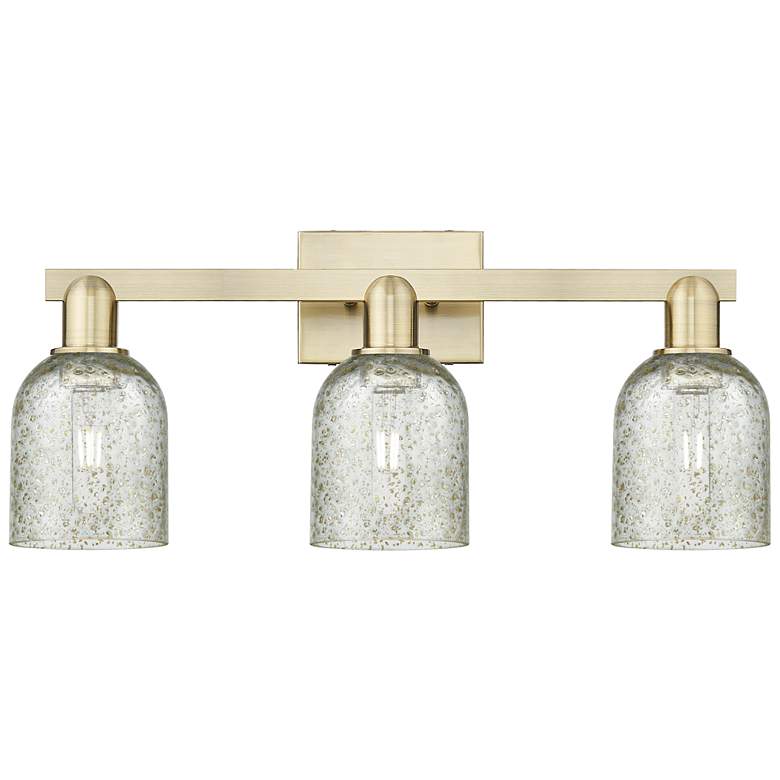 Image 1 Arcadia Caledonia 24"W 3 Light Brass Vanity Light With Mica Shade
