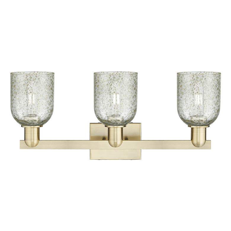 Image 2 Arcadia Caledonia 24"W 3 Light Brass Vanity Light With Mica Shade more views