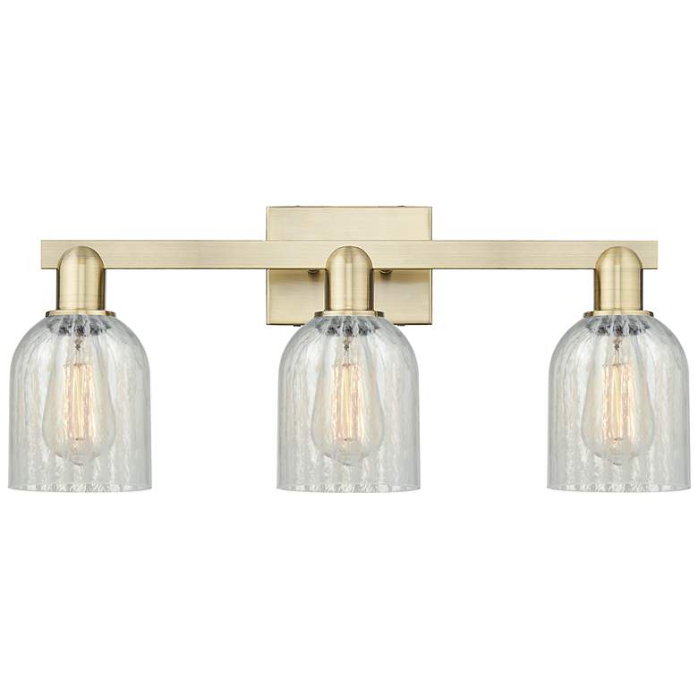 Image 1 Arcadia Caledonia 24"W 3 Light Brass Vanity Light With Mouchette Shade