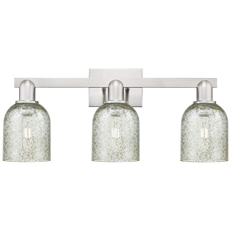 Image 1 Arcadia Caledonia 24"W 3 Light Brushed Nickel Bath Light w/ Mica Shade