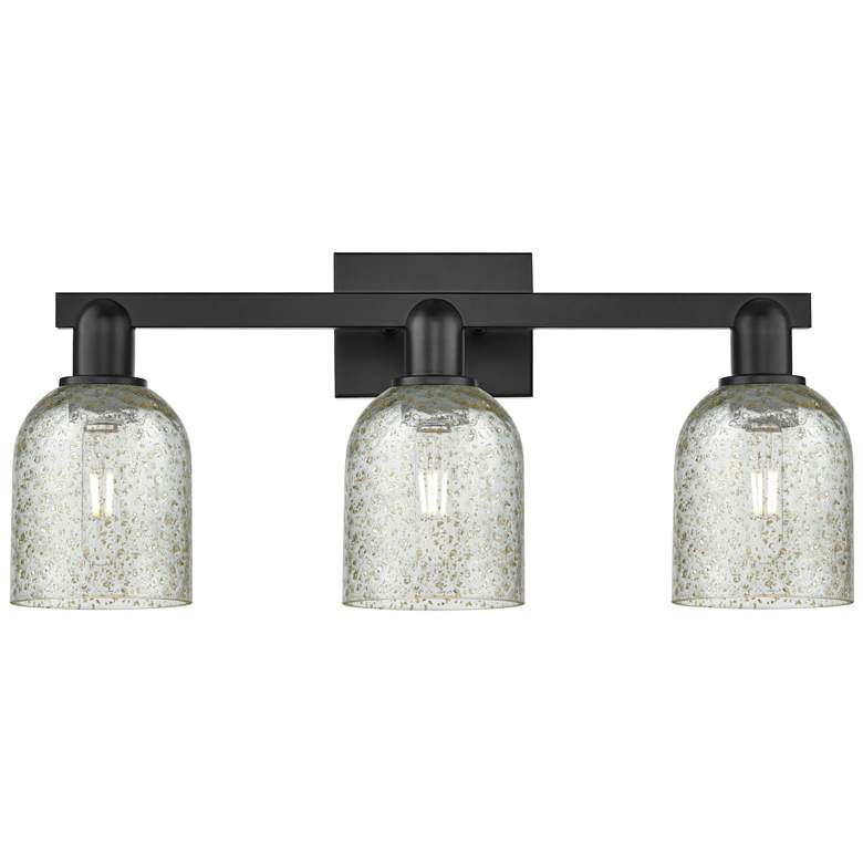 Image 1 Arcadia Caledonia 24"W 3 Light Matte Black Bath Light With Mica Shade