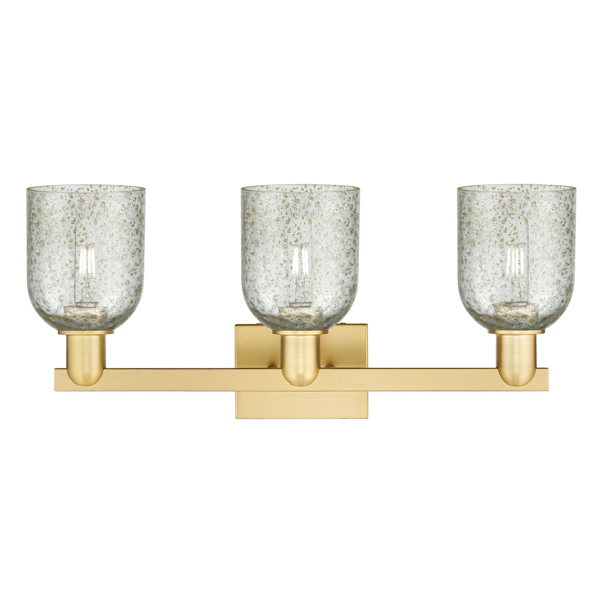 Image 2 Arcadia Caledonia 24"W 3 Light Satin Gold Vanity Light With Mica Shade more views