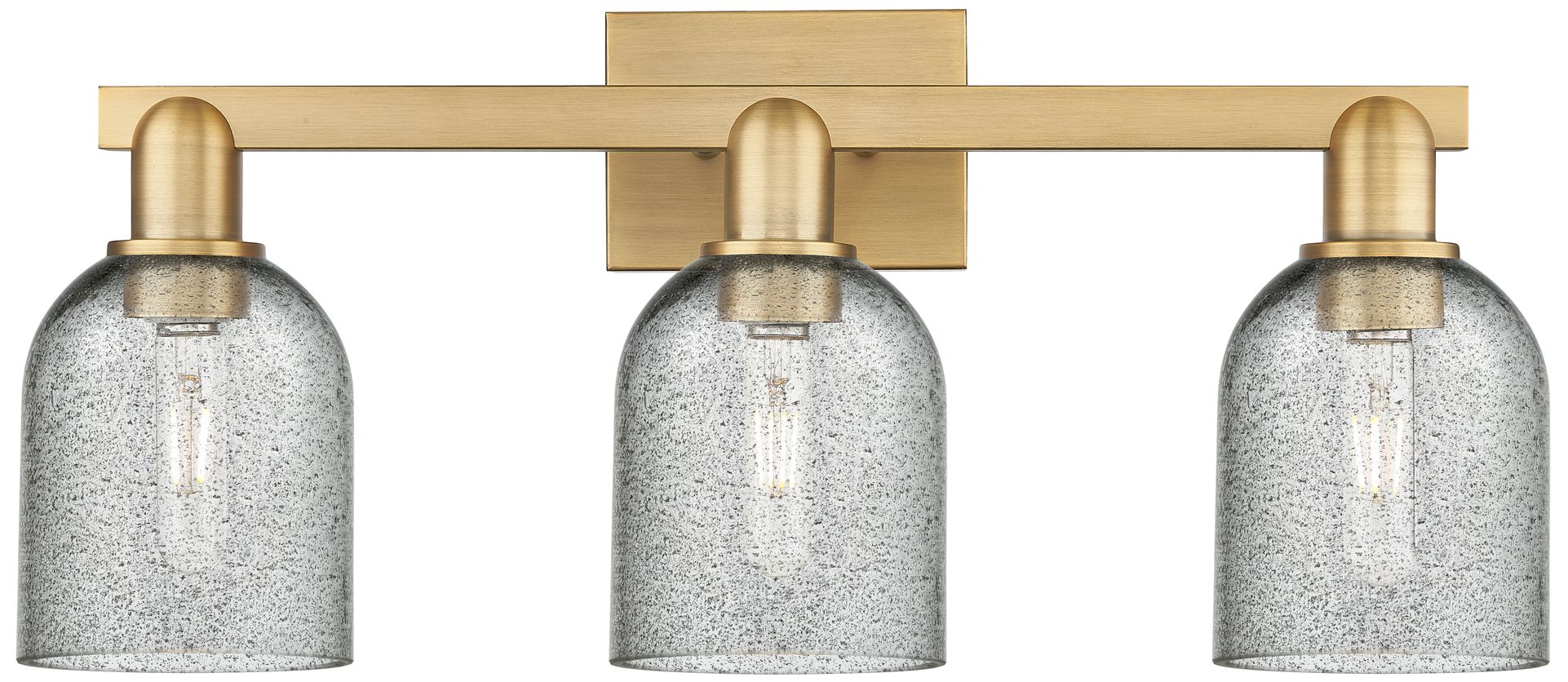 Arcadia Caledonia 24"W 3-Lt Brushed Brass Bath Light w/ Charcoal Shade