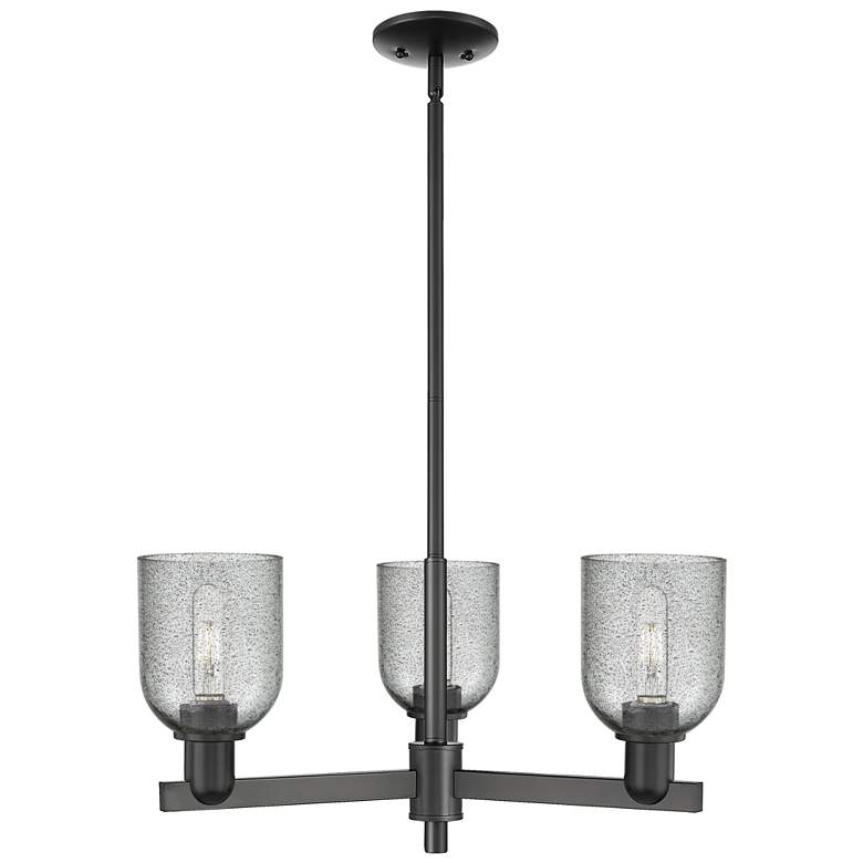 Image 1 Arcadia Caledonia 27"W 3 Light Black Stem Chandelier w/ Charcoal Shade