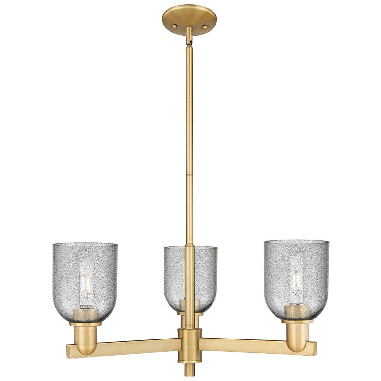 Image 1 Arcadia Caledonia 27"W 3-Lt Brushed Brass Stem Chandelier w/ Charcoal Shade