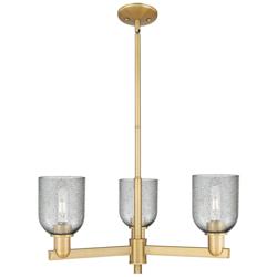 Arcadia Caledonia 27"W 3-Lt Brushed Brass Stem Chandelier w/ Charcoal Shade