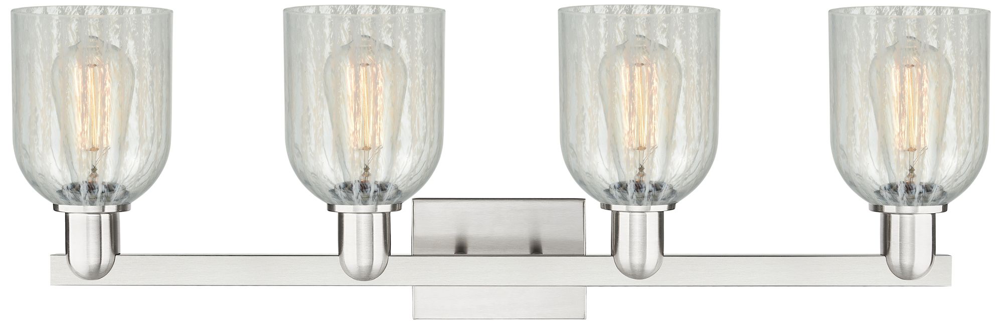 Image 2 Arcadia Caledonia 32"W 4 Light Nickel Bath Light w/ Mouchette Shade more views