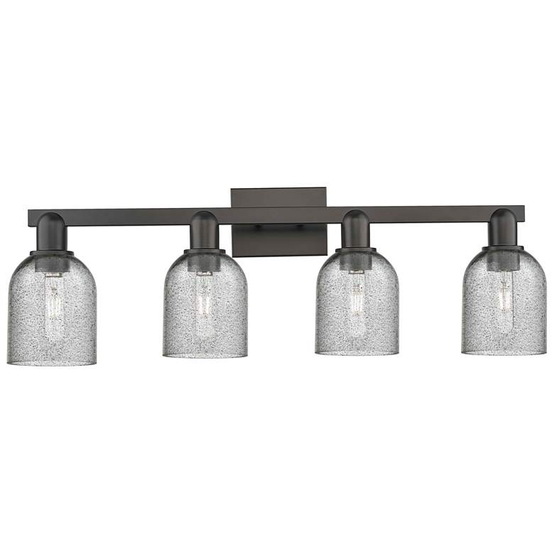 Image 1 Arcadia Caledonia 32"W 4 Light Black Vanity Light w/ Charcoal Shade