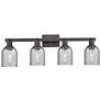 1_Arcadia Caledonia 32"W 4 Light Black Vanity Light w/ Charcoal Shade