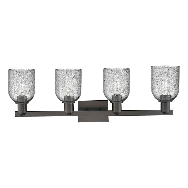 Image 2 Arcadia Caledonia 32"W 4 Light Black Vanity Light w/ Charcoal Shade more views
