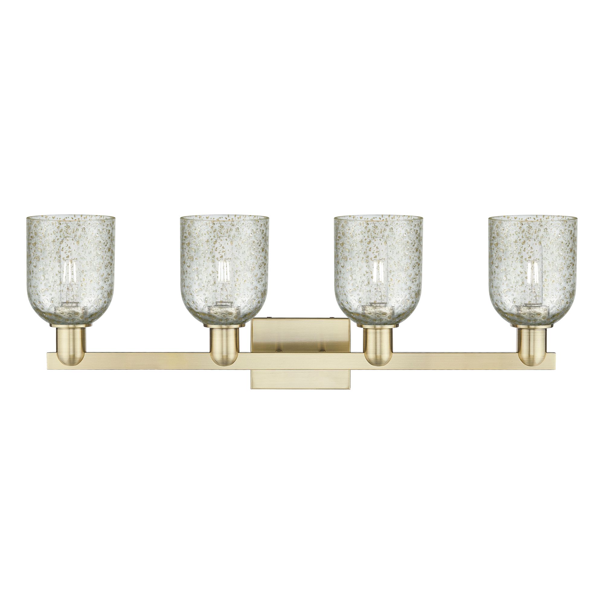 Image 2 Arcadia Caledonia 32"W 4 Light Brass Vanity Light With Mica Shade more views
