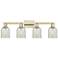 Arcadia Caledonia 32"W 4 Light Brass Vanity Light With Mouchette Shade
