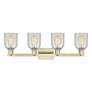 2_Arcadia Caledonia 32"W 4 Light Brass Vanity Light With Mouchette Shade more views